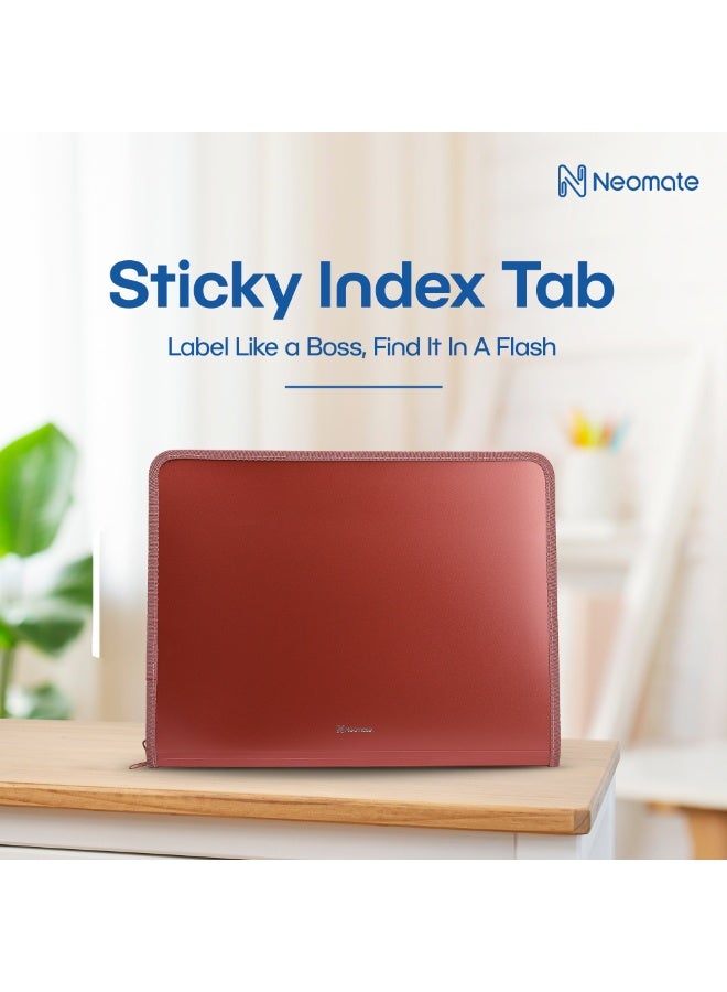 Neomate 13-Pocket Expanding File Folder with Sticky Labels | A4/Letter Size Accordion Organizer with Zipper Closure | Certificate and Document Storage for Home, School, Office (Brown) - Image 4